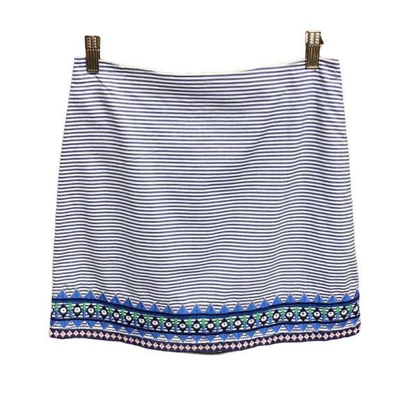 Vineyard Vines Navy & Pinstripe Embroidered Skirt Size 0 NWOT - Picture 1 of 5